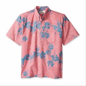 Men's Reyn Spooner Pink and Blue Floral Aloha Shirt